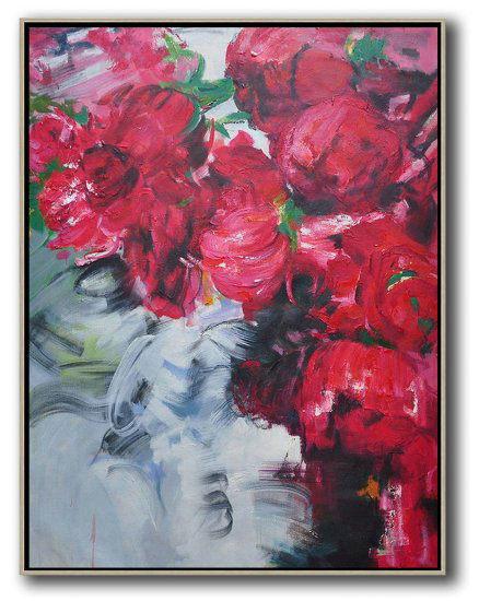 Hame Made Extra Large Vertical Abstract Flower Oil Painting #ABV0A27